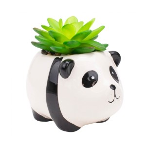 VASO DE CERÂMICA  COM SUCULENTA ARTIFICIAL 9X8CM - 4887-B