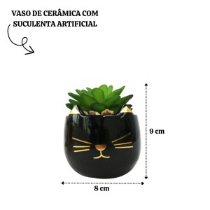 VASO DE CERÂMICA  COM SUCULENTA ARTIFICIAL 9X8CM - 4887-D