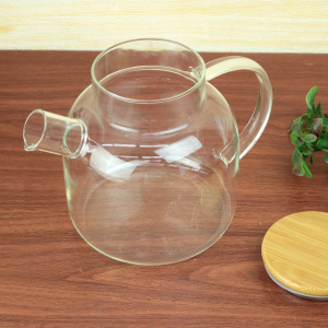 CHALEIRA DE VIDRO COM TAMPA DE BAMBU 1,3LITROS - DT8453