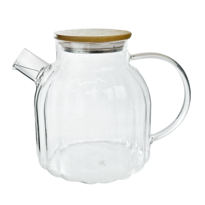 CHALEIRA DE VIDRO DE BOROSSILICATO COM TAMPA DE BAMBU 1,5LITROS - DT9303