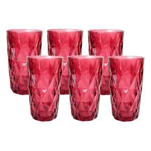 JOGO DE COPOS DE VIDRO VERMELHO 6 PEÇAS 270ML - CA16228-VM