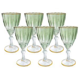 JOGO DE TAÇA DE VIDRO COM BORDA DOURADA 6PÇS 210ML - CA16187-VDES