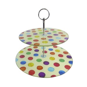 BANDEJA DE VIDRO 2 ANDARES PARA DOCES - MODELO C - 4142-C