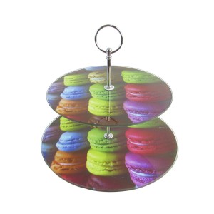 BANDEJA DE VIDRO 2 ANDARES PARA DOCES - MODELO E - 4142-E