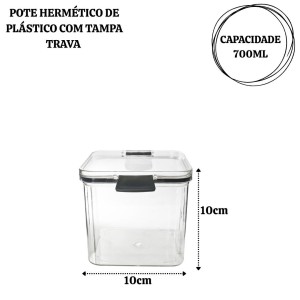 POTE HERMÉTICO DE PLÁSTICO 700ML 10X10CM - CA12533
