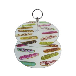 BANDEJA DE VIDRO 2 ANDARES PARA DOCES - MODELO F - 4142-F