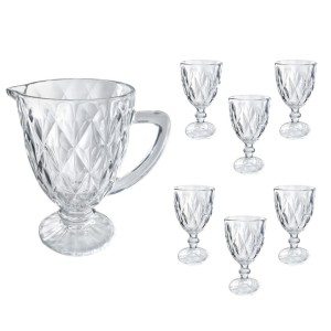 JOGO DE TAÇAS COM JARRA DE VIDRO CONTENDO 7 PEÇAS - CA16197