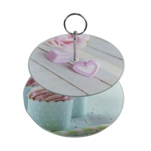 BANDEJA DE VIDRO 2 ANDARES PARA DOCES - MODELO G - 4142-G