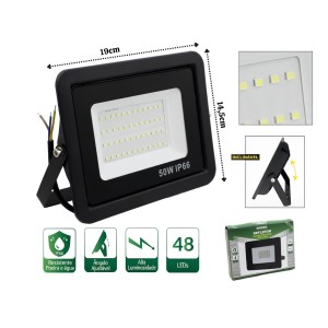 REFLETOR DE 48 LEDS 50W BILVOLT 85V-265V BRANCO FRIO 6500K - ALL51166