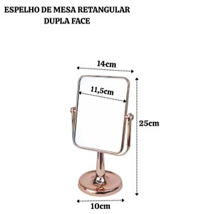 ESPELHO DE MESA RETANGULAR DUPLA FACE 25CM - FA593-GR