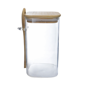 POTE HERMÉTICO DE VIDRO COM TAMPA E COLHER DE BAMBU 700ML  - DT6636