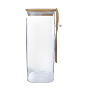 POTE HERMÉTICO DE VIDRO COM TAMPA E COLHER DE BAMBU 1LITRO  - DT6637