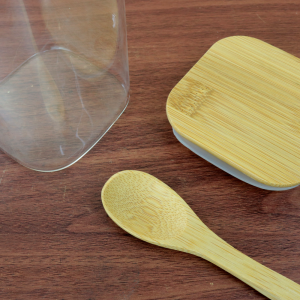 POTE HERMÉTICO DE VIDRO COM TAMPA E COLHER DE BAMBU 1LITRO  - DT6637