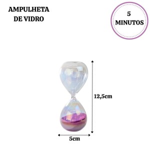 AMPULHETA DE VIDRO FURTA-COR 5 MINUTOS 12,5CM - 6486-B