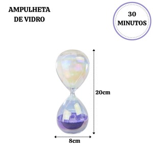 AMPULHETA DE VIDRO FURTA-COR DE 30MINUTOS 20CM- 6488-C