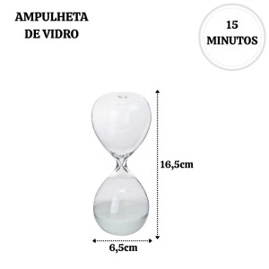 AMPULHETA DE VIDRO 15 MINUTOS 16,5CM - 6484-B