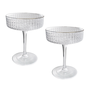 CONJUNTO 02 TAÇAS COUPE DE VIDRO COM BORDA DOURADA LINHA SPIKE 200ML - 29291