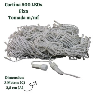 CORTINA 500 LEDS BR FIXA  3,0X 2,5M 127V  - 19596