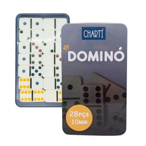 JOGO DOMINO 10MM  PLASTICO NA LATA 28 PECAS - 1914