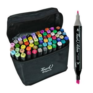 JOGO DE CANETINHAS COM PONTAS POROSAS DIVERSAS CORES 60 UNIDADES - 60