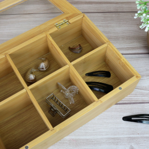 CAIXA MULTIUSO COM TAMPA DE ACRÍLICO E 6 DIVISÓRIAS - CX154