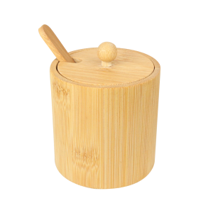 POTE REDONDO COM TAMPA E COLHER DE BAMBU - CX153