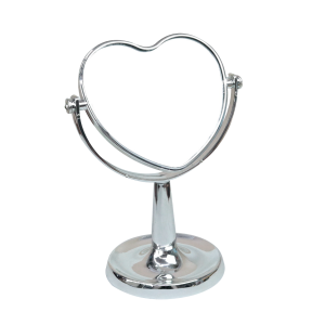 ESPELHO DE MESA FORMATO CORACAO PRATA 20,5CM - FA594-PTA