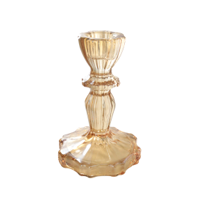 CASTIÇAL DE VIDRO AMBAR ELOYSA 4X7,5X11CM - GA10022