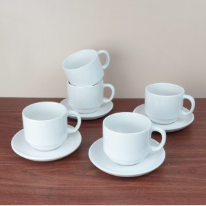 JOGO DE XÍCARAS COM PIRES DE CERÂMICA 12 PEÇAS 210ML - CA18092