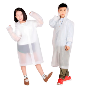 CAPA DE CHUVA DE EVA BRANCA COM CAPUZ INFANTIL 85CM - IM46143
