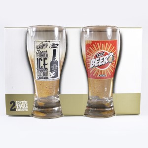 JOGO DE COPOS PAGODINHO RETRÔ C/2 PEÇAS 200 ML CADA - 13 CM - MODELO 03 - LV09-3