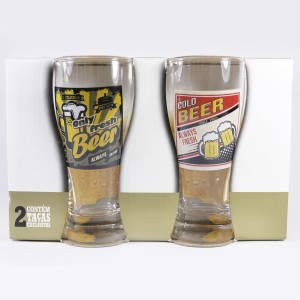 JOGO DE COPOS PAGODINHO RETRÔ C/2 PEÇAS 200 ML CADA - 13 CM - MODELO 04 - LV09-4