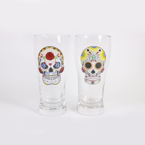 JOGO DE COPOS PAGODINHO CAVEIRA COLOR C/2 PEÇAS 200 ML CADA - 13 CM - MODELO 01 - LV07-1