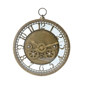 RELÓGIO DE PAREDE VINTAGE COM ENGRENAGENS VISÍVEIS E COR ENVELHECIDA 26,7X26,7X5,3 - FJ90510-DOU