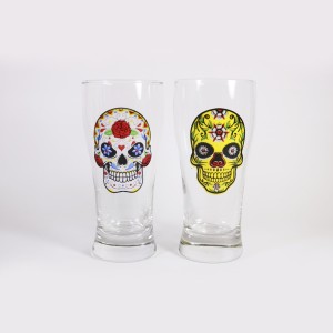 JOGO DE COPOS PAGODINHO CAVEIRA COLOR C/2 PEÇAS 200 ML CADA - 13 CM - MODELO 02 - LV07-2