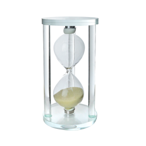 AMPULHETA DECORATIVA  DE VIDRO COM BASE DE VIDRO 1 MINUTO 14,5CM - DT25561-BG