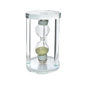 AMPULHETA DECORATIVA  DE VIDRO COM BASE DE VIDRO 9,5CM - DT25560-VDCL