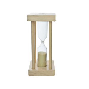 AMPULHETA DE VIDRO COM BASE DE MADEIRA 10 MINUTOS 11,5CM - DT25557-BG