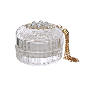 CASTIÇAL EM VIDRO COM TAMPA E PENDENTE 4,8CM - GA10045-C