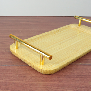 BANDEJA DE BAMBU COM ALÇA PLÁSTICA 31CM  - CX265