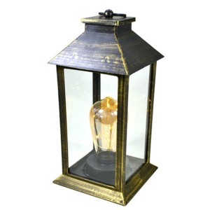 ENFEITE LAMPARINA COM LED LUZ AMARELA 14X14X29CM - A PILHA - JY6662