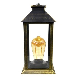 ENFEITE LAMPARINA COM LED LUZ AMARELA 14X14X29CM - A PILHA - JY6662