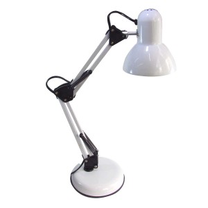 LUMINARIA DE MESA ARTICULADA DE METAL 60 CM - BIVOLT - 60W - BOCAL E27 - BRANCA