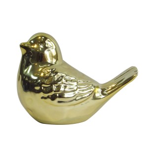 PASSARO PARA DECORAÇÃO CERAMICA 10X8CM DOURADO - F161407-DOU