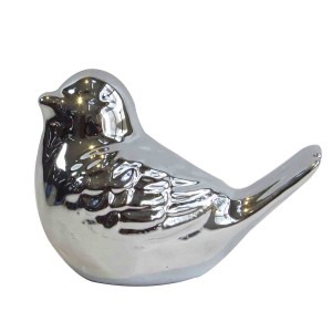 PASSARO PARA DECORAÇÃO CERAMICA 10X8CM PRATA - F161407-PTA