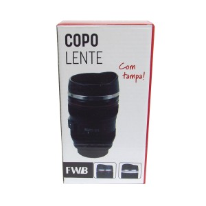 COPO TERMICO ALUMINIO TIPO LENTE CAMERA COM TAMPA ROSQUEAVEL 350 ML - 94117-PT