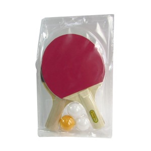 KIT RAQUETE DE TENIS DE MESA MADEIRA COM 5 PEÇAS - BF658