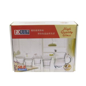 MINI JOGO DE JARRA EM VIDRO 100ML E 06 COPOS DOSE 40 ML - F172202