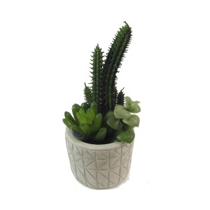 ENFEITE VASO DE PORCELANA COM PLANTA PERMAMENTE 8X8X15 CM - MODELO 1 - 96025-1