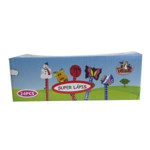 LAPIS GRAFITE MADEIRA COM BORRACHA DIVERTIDA COM INMETRO CAIXA COM 24 PÇS - E01C